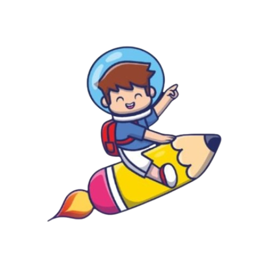 Personagem original: menino astronauta no lápis voador
